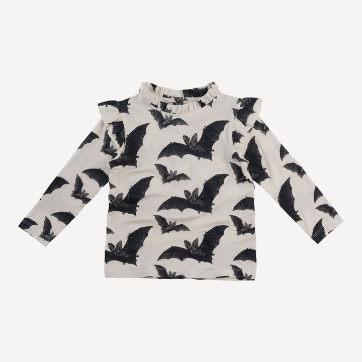 long sleeve little ruffle tee | bats | bamboo