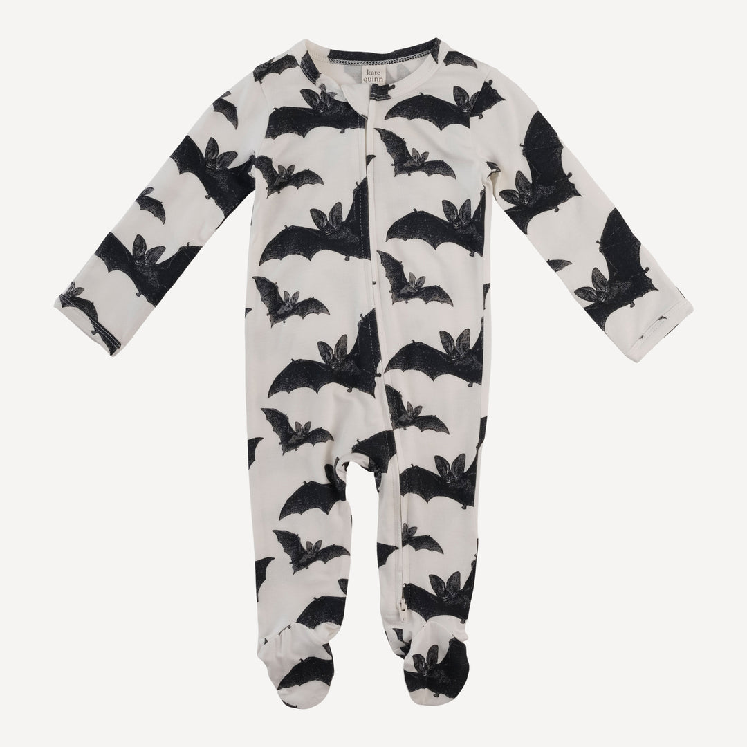 long sleeve two way zipper footie | bats | bamboo
