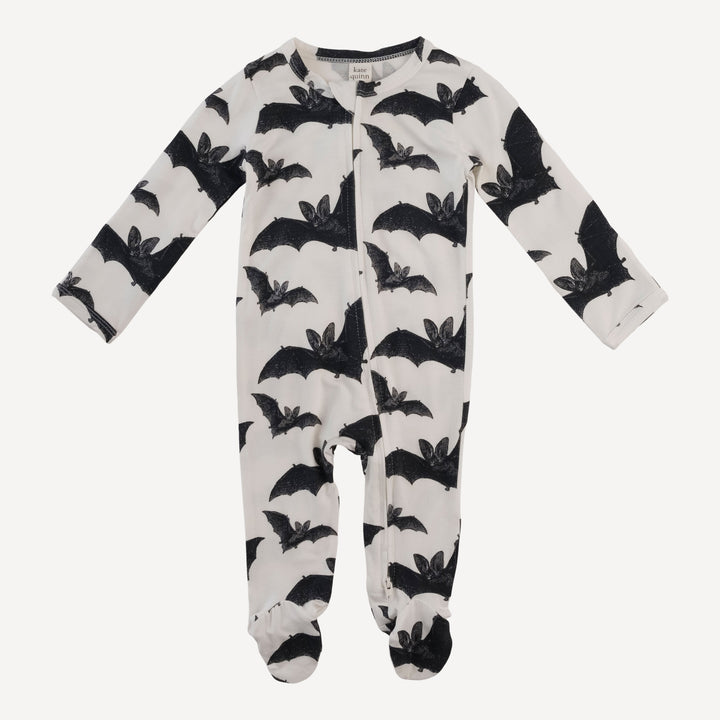 long sleeve two way zipper footie | bats | bamboo