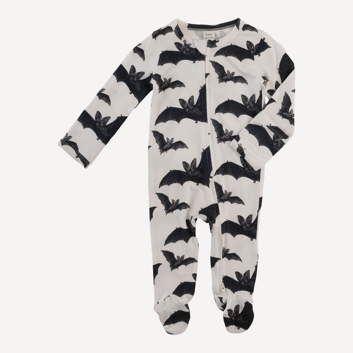 long sleeve two way zipper footie | bats | bamboo