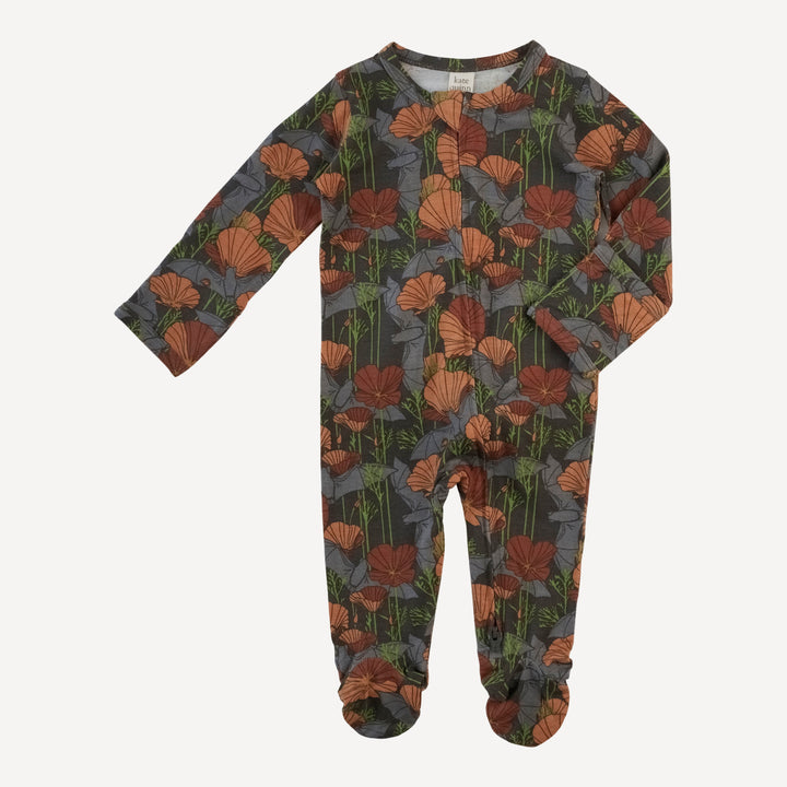 long sleeve two way zipper footie | bats + poppies | bamboo