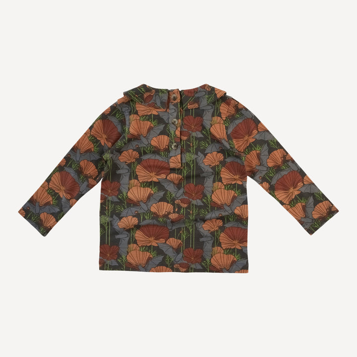 long sleeve peter pan tee | bats + poppies | bamboo