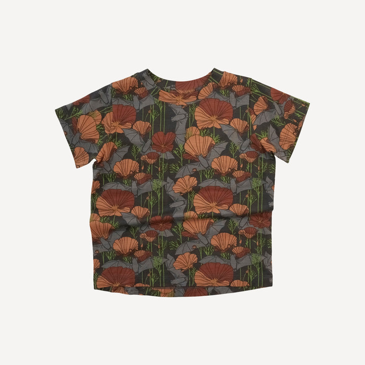 short sleeve essential boxy tee | bats + poppies | bamboo