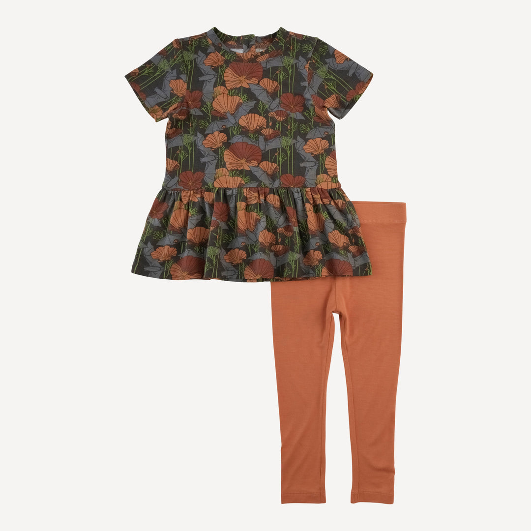 short sleeve kate set | bats + poppies | bamboo