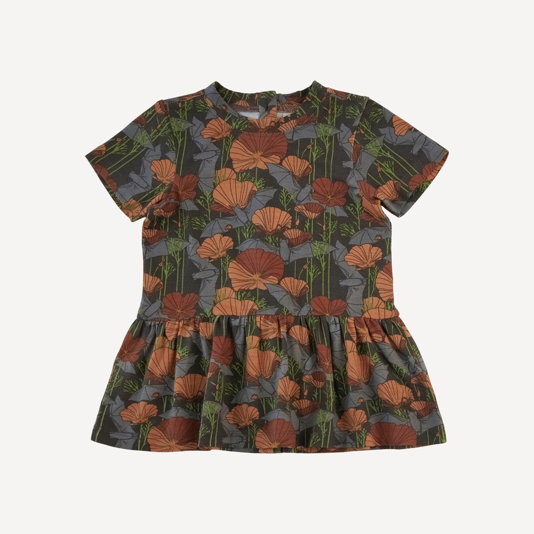 short sleeve kate set | bats + poppies | bamboo