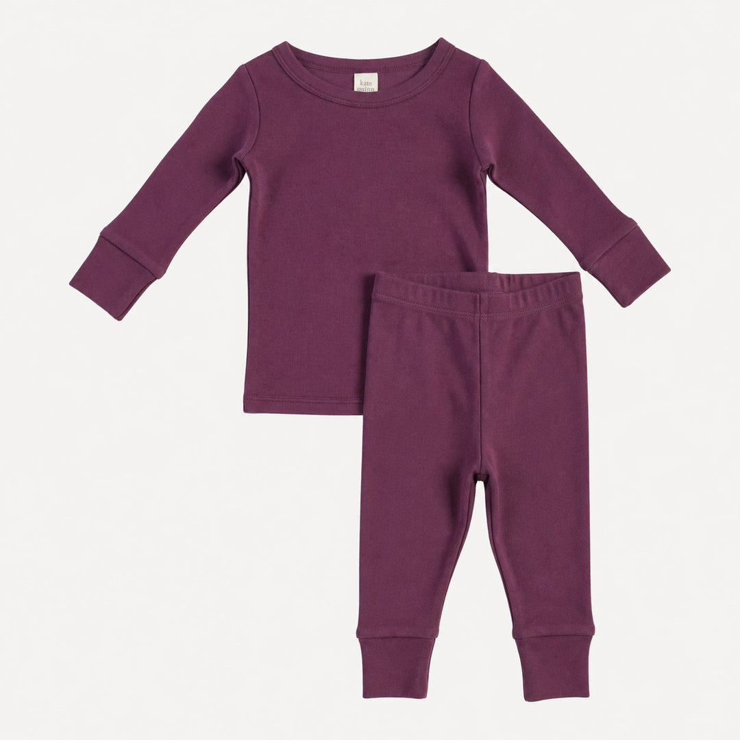 PREORDER long sleeve pj set | deep purple | organic cotton interlock