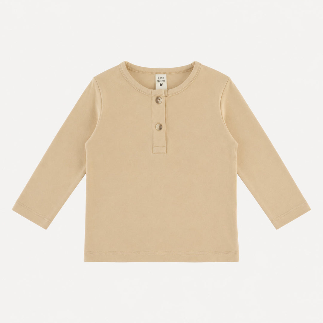 PREORDER long sleeve basic henley tee | marzipan | organic cotton interlock