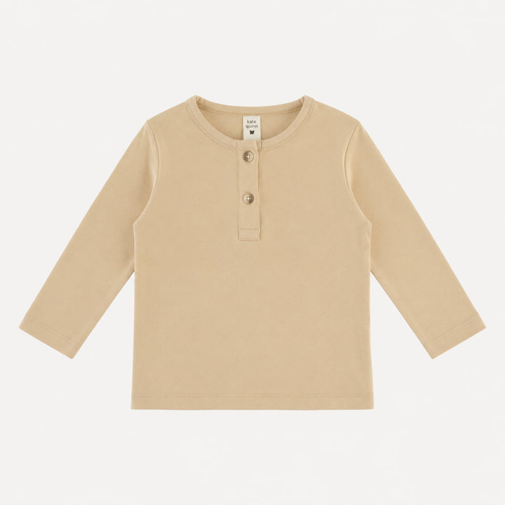 PREORDER long sleeve basic henley tee | marzipan | organic cotton interlock