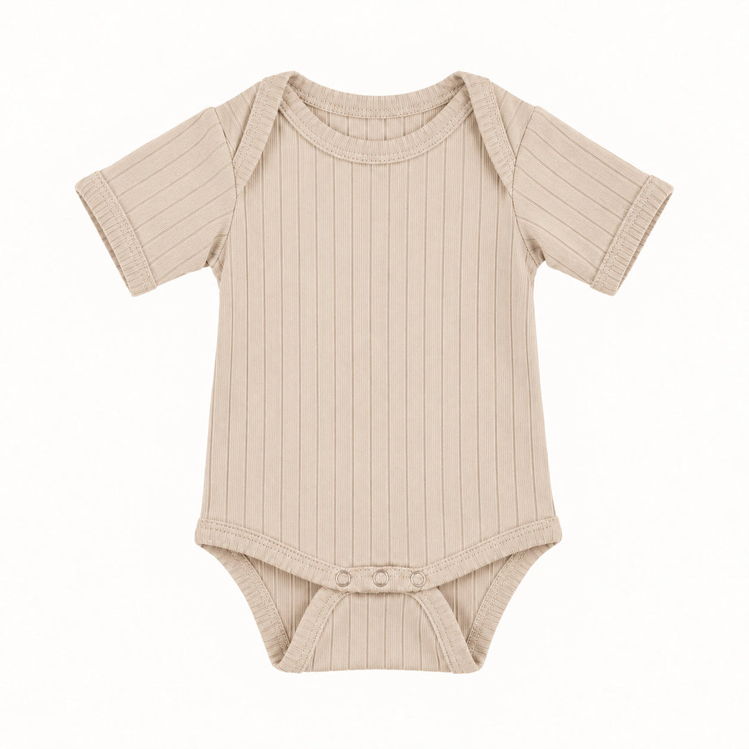 PREORDER short sleeve lap neck bodysuit | oatmeal | woods rib