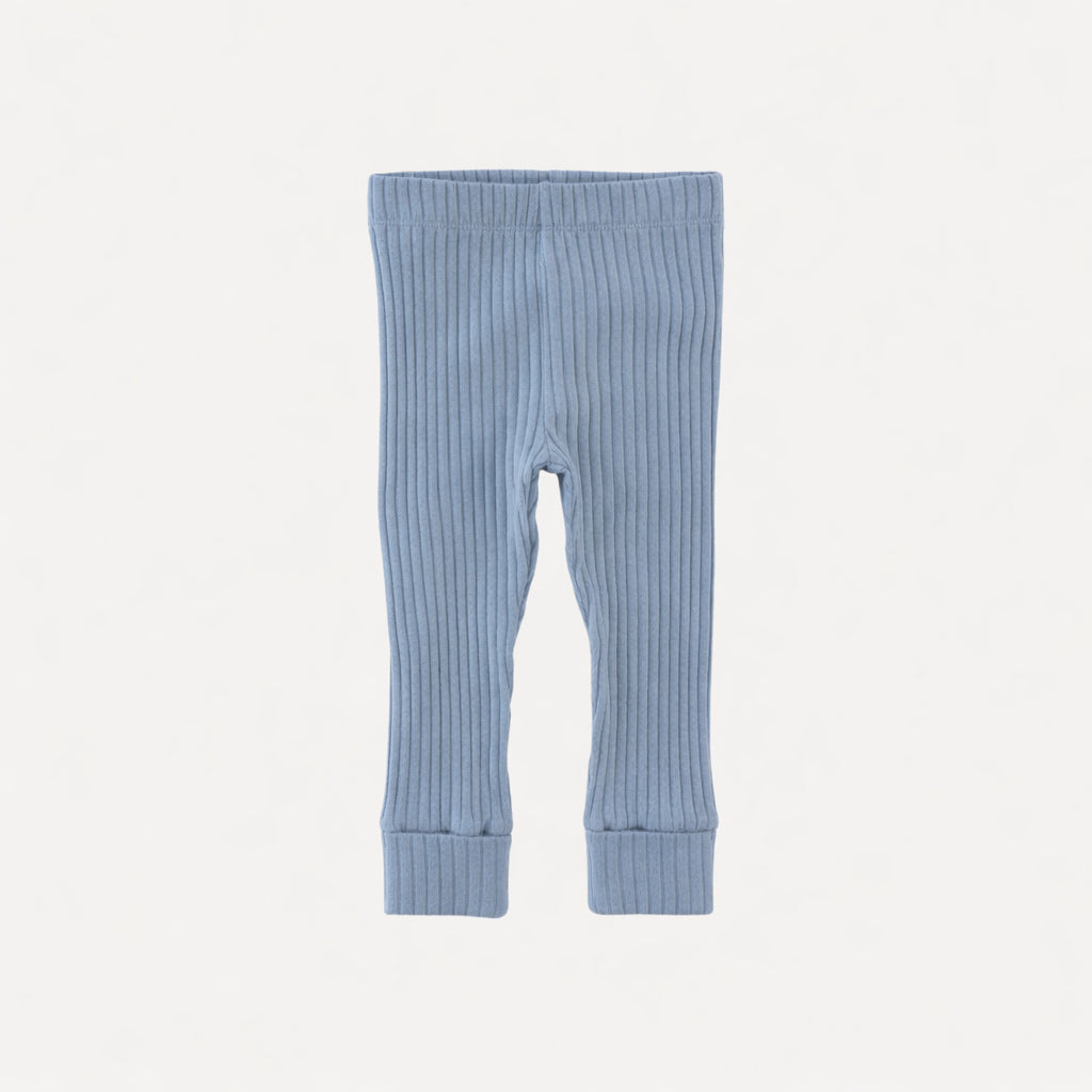 classic cuffed legging | cornflower blue | organic cotton wide rib