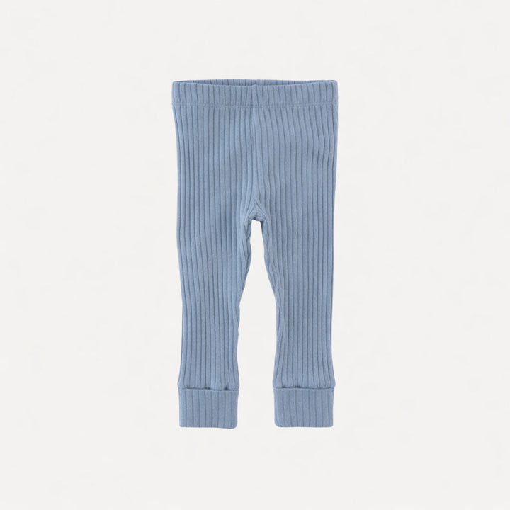 classic cuffed legging | cornflower blue | organic cotton wide rib