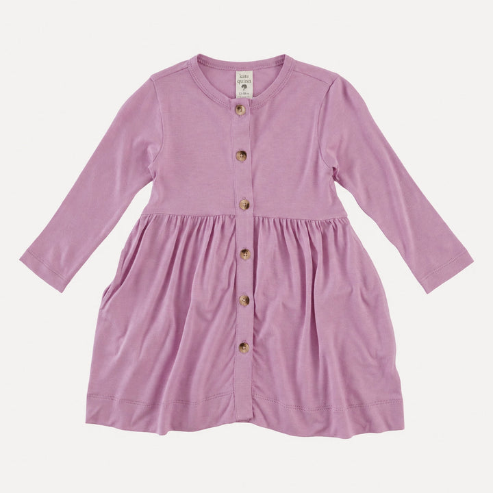 PREORDER long sleeve button dress | valarian | organic cotton interlock