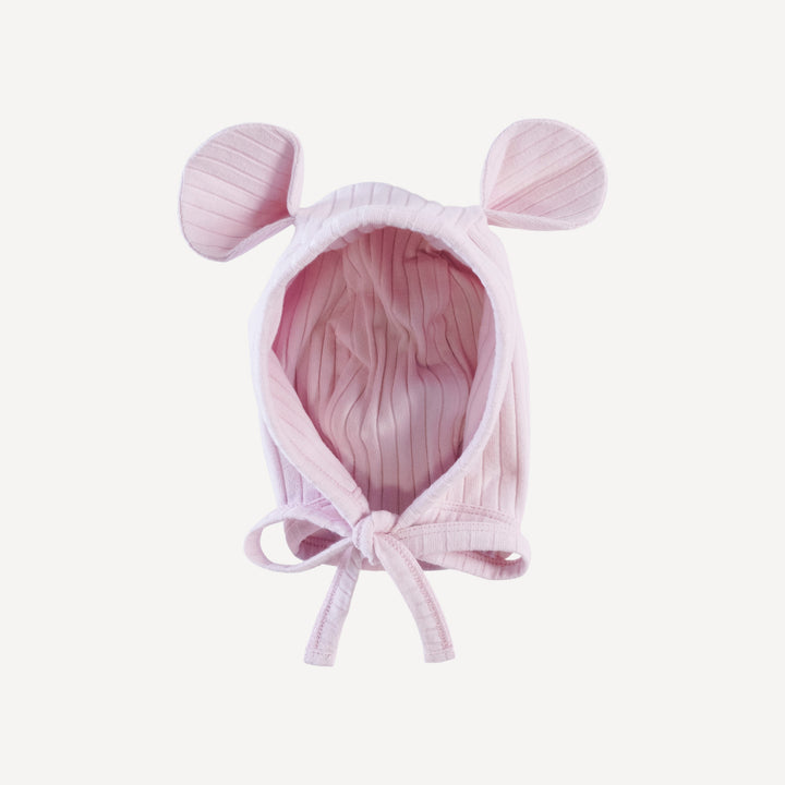 bear hat | pink | organic cotton wide rib