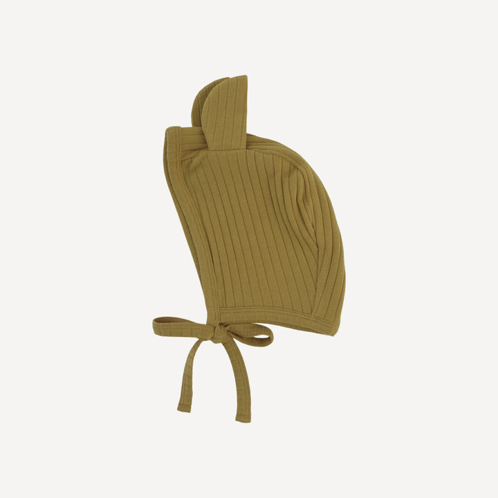 bear hat | deep flaxen | organic cotton wide rib