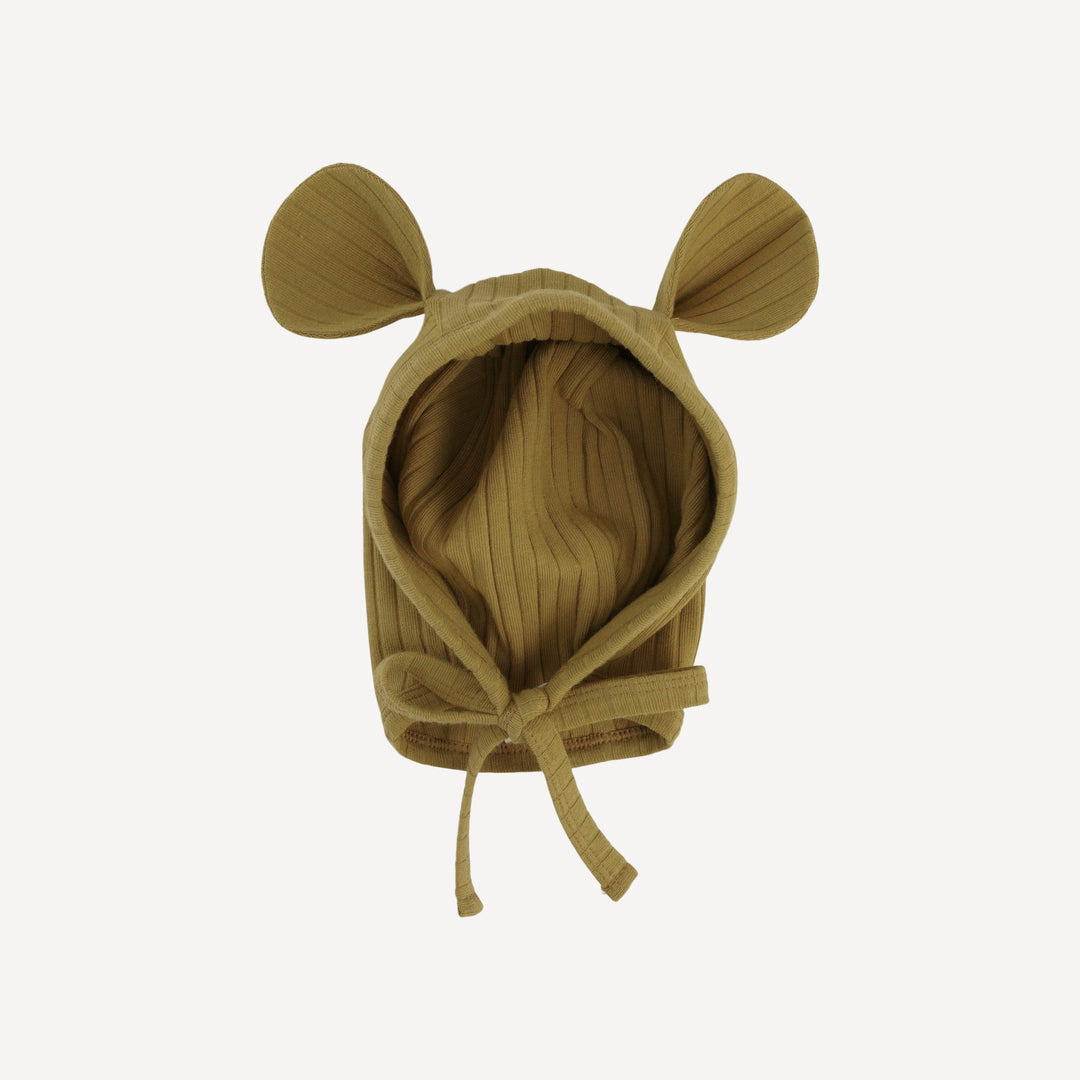 bear hat | deep flaxen | organic cotton wide rib