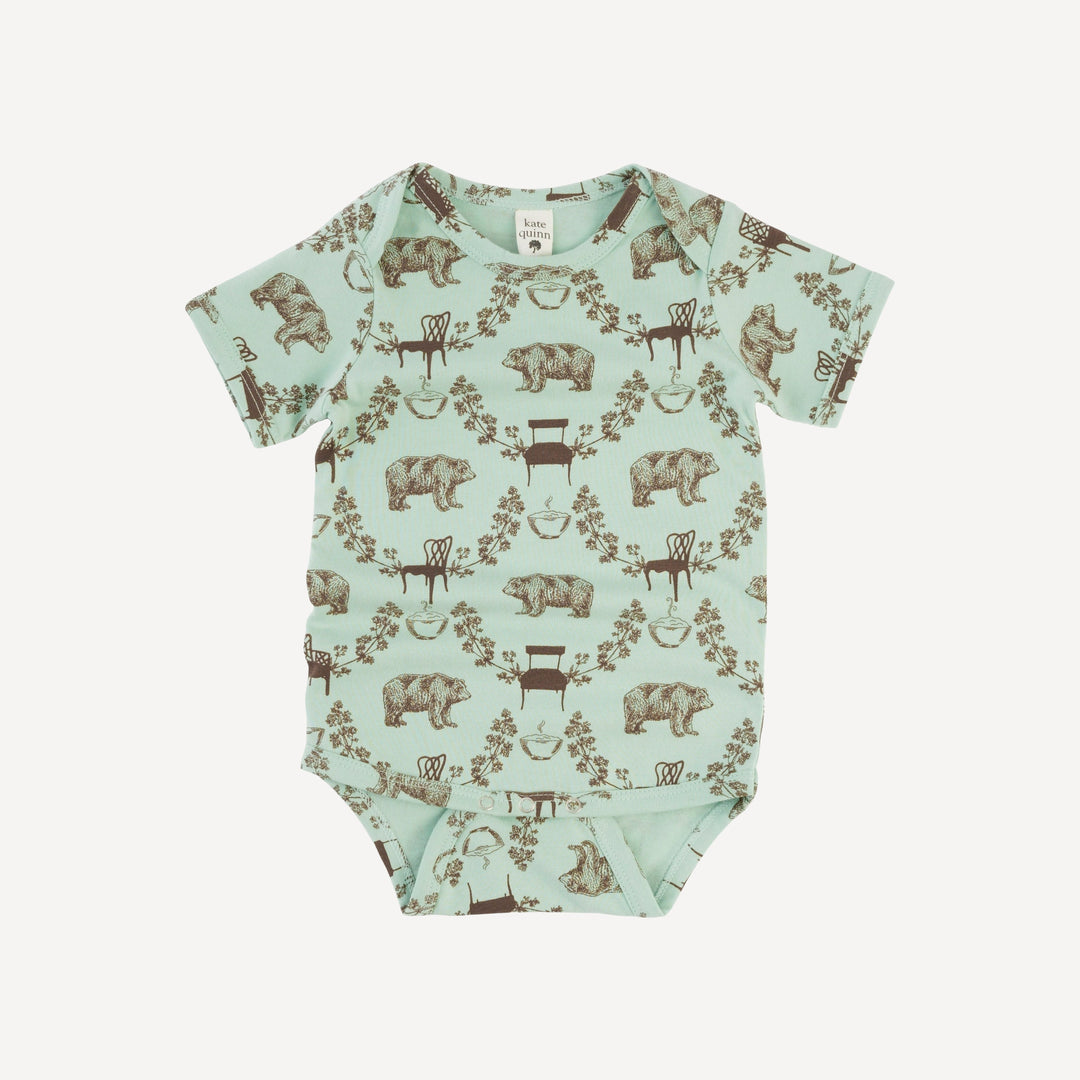 short sleeve lap neck bodysuit | bears & chairs | organic cotton jersey