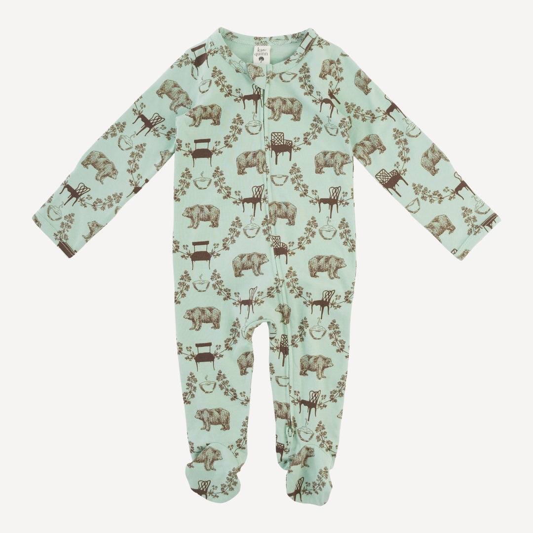 long sleeve two way zipper footie | bears & chairs | organic cotton jersey