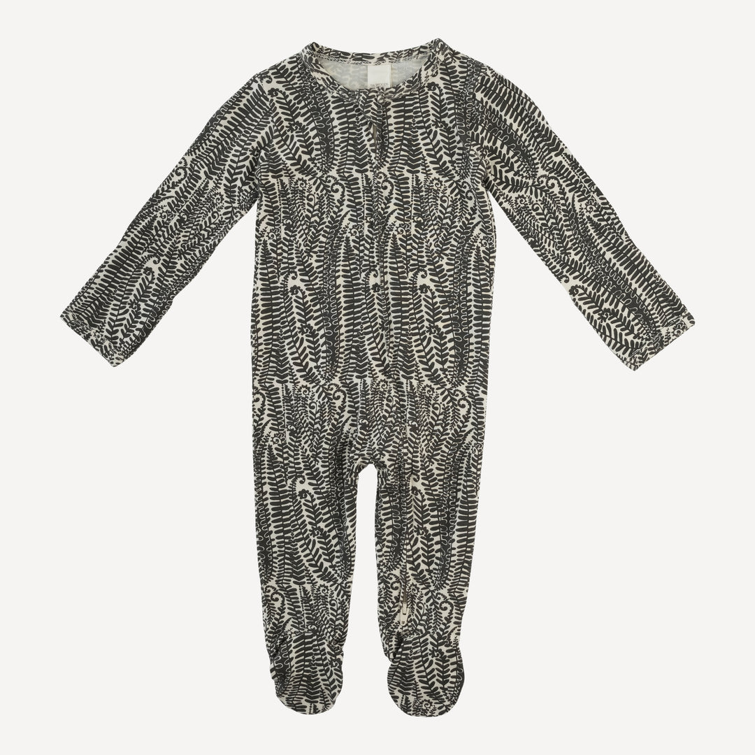 long sleeve two way zipper footie | beluga fern frond | modal
