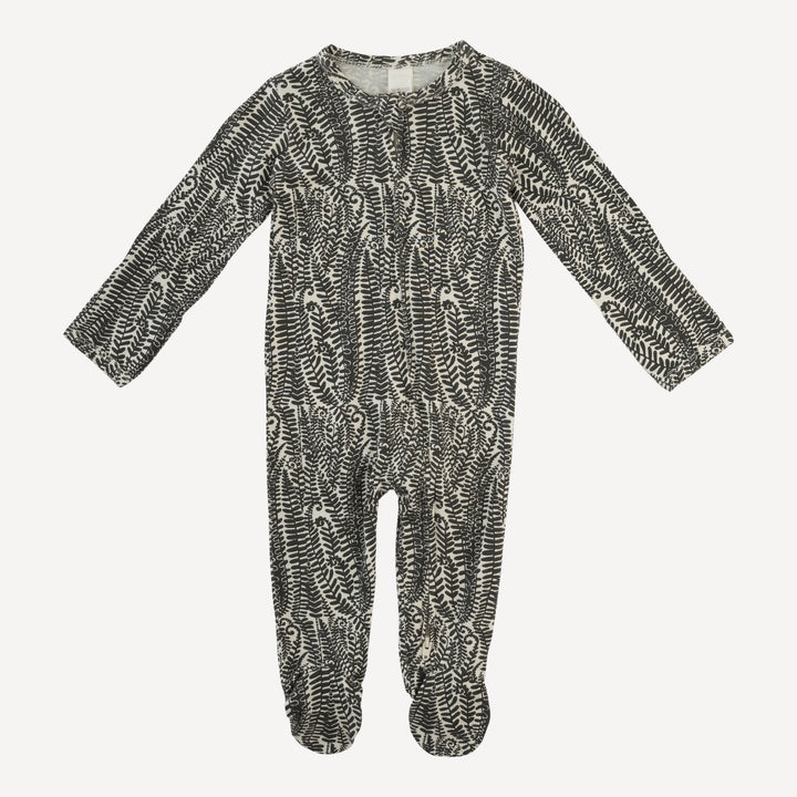 long sleeve two way zipper footie | beluga fern frond | modal