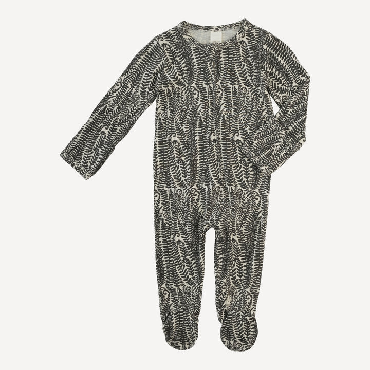 long sleeve two way zipper footie | beluga fern frond | modal