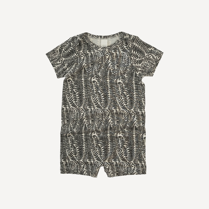 short sleeve lap neck shortie | beluga fern frond | modal