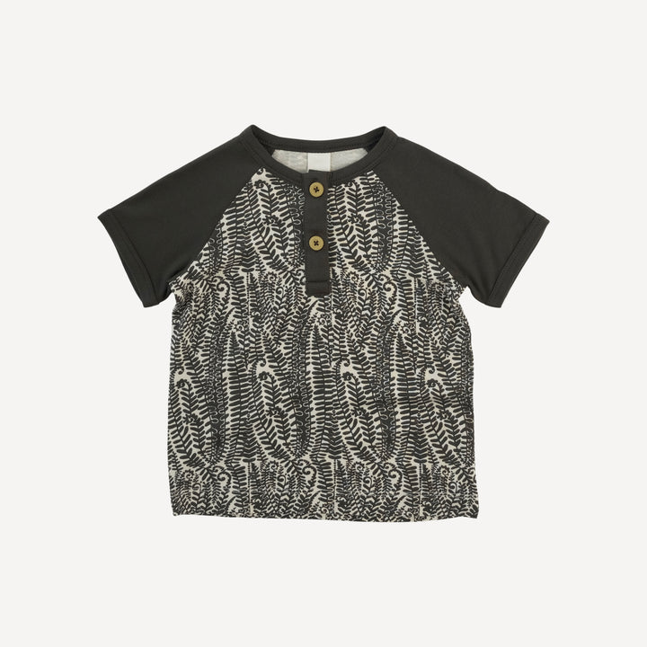 short sleeve baseball henley tee | beluga fern frond | modal