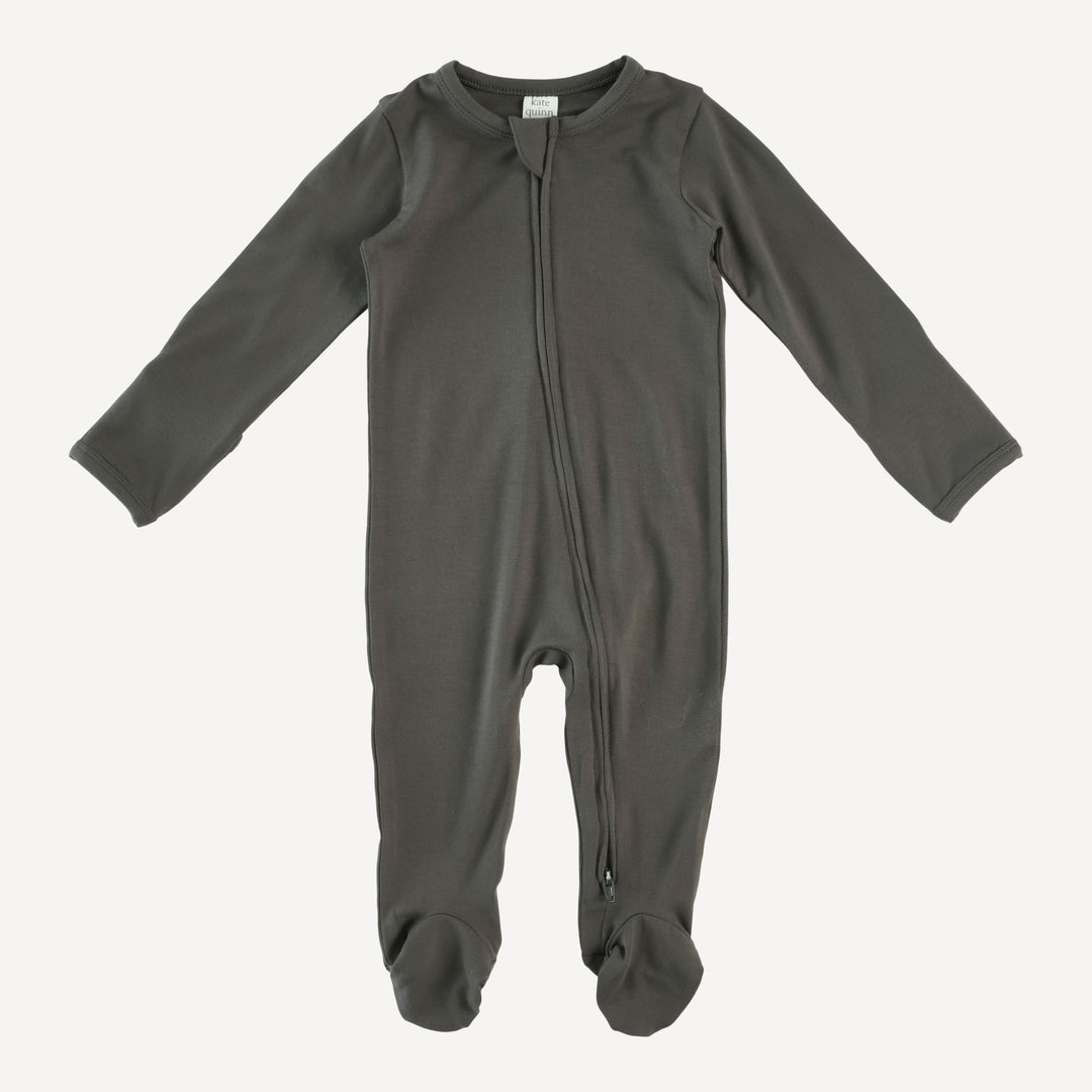 long sleeve zipper footie | beluga | bamboo