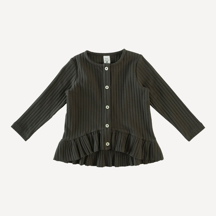 long sleeve ruffle button top | beluga | classic rib