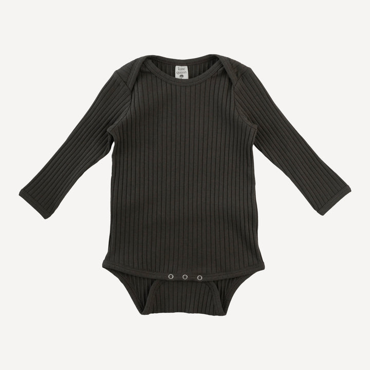 long sleeve lap neck bodysuit | beluga | organic cotton wide rib