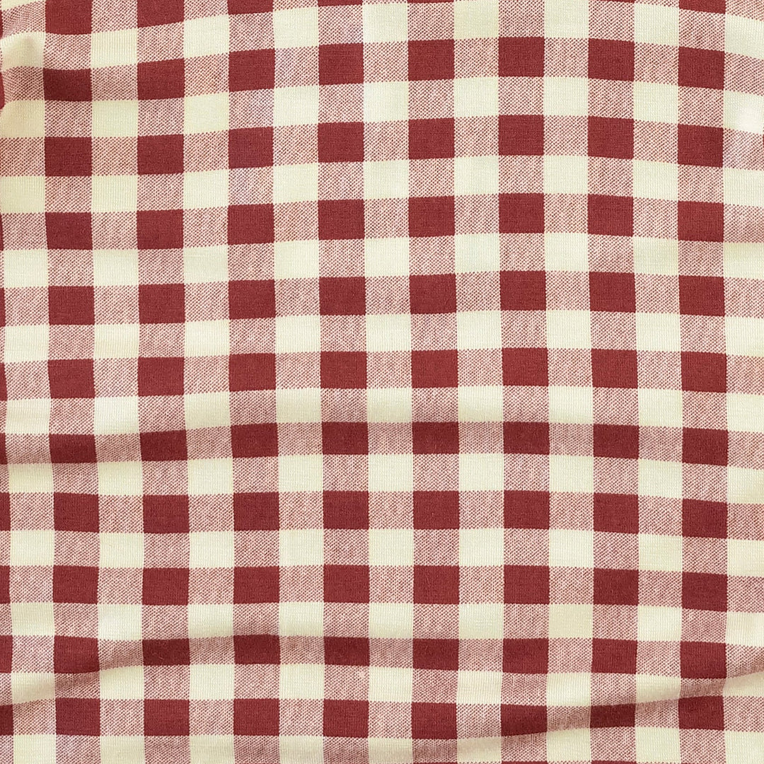 womens long sleeve gathered pocket henley tee | berry gingham | bamboo