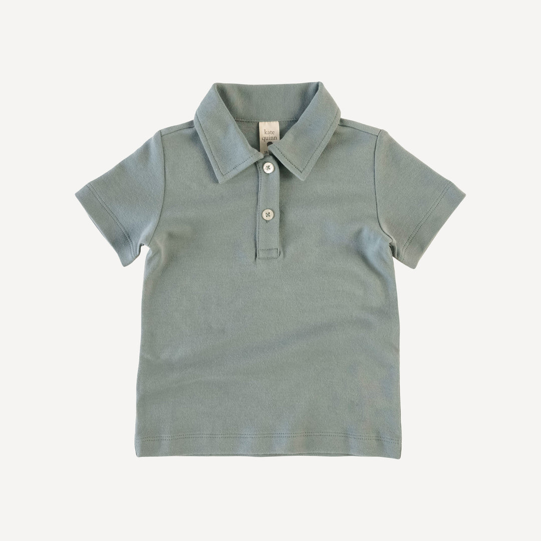 short sleeve polo shirt | bird blue | organic cotton interlock