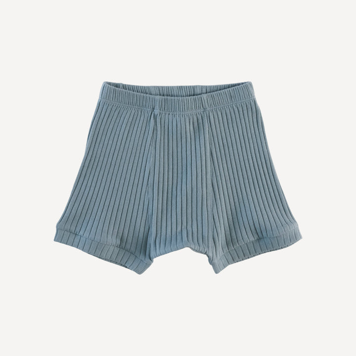 classic panda short | bird blue | organic cotton wide rib