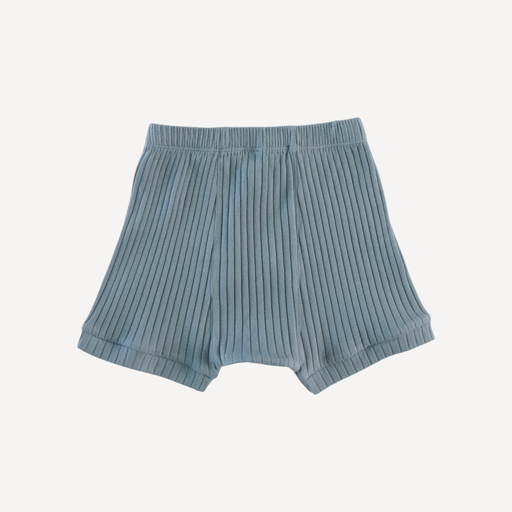 classic panda short | bird blue | organic cotton wide rib