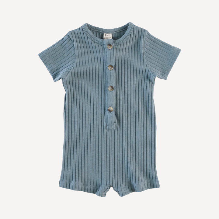 short sleeve union shortie | bird blue | organic cotton wide rib