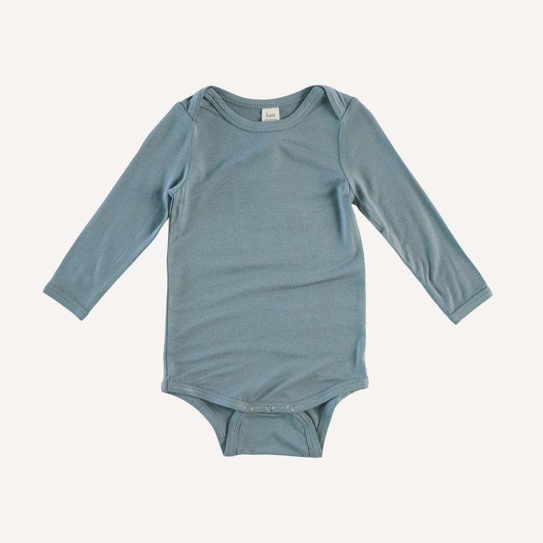 long sleeve lap neck bodysuit | bird blue | lenzing modal