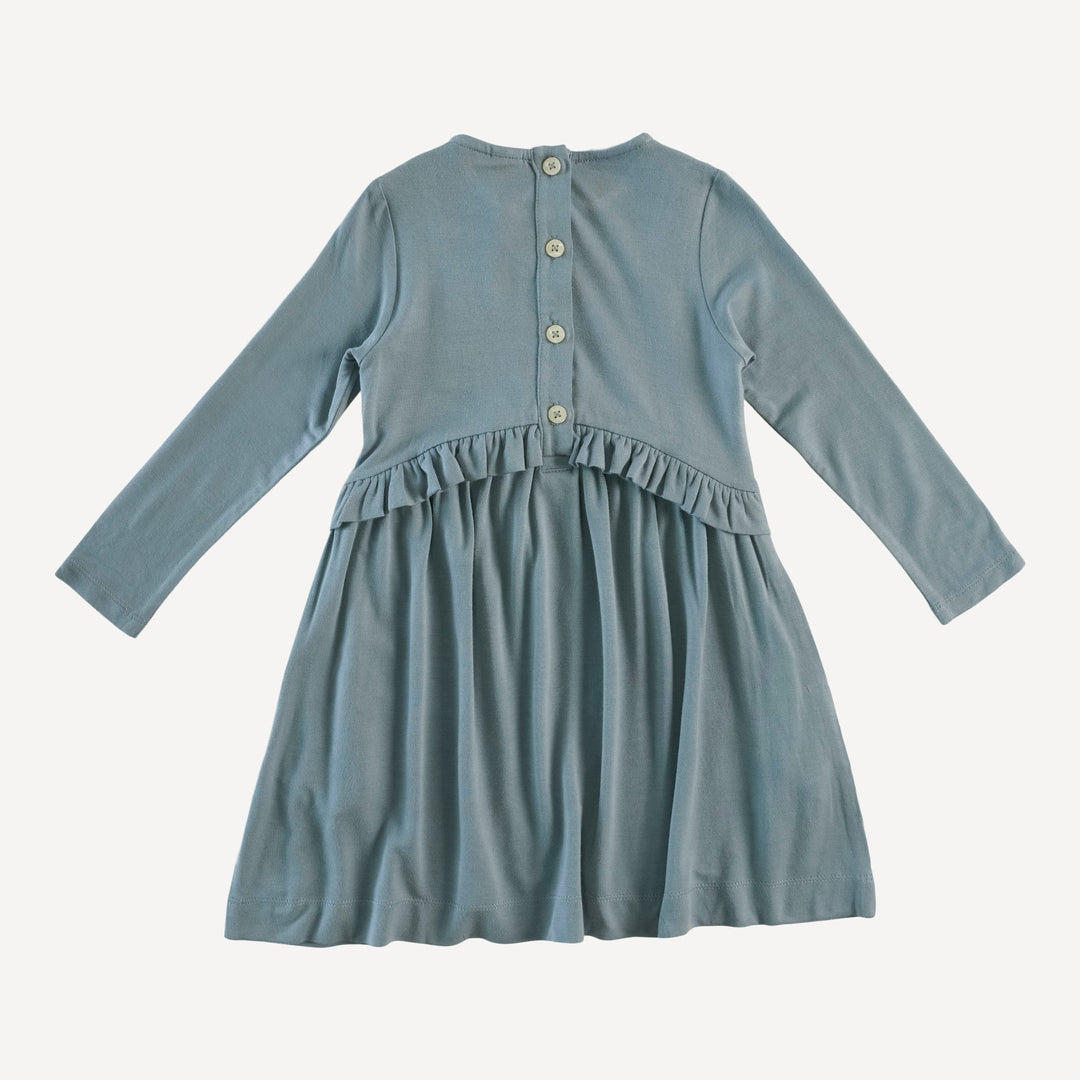 long sleeve button yoke dress | bird blue | lenzing modal