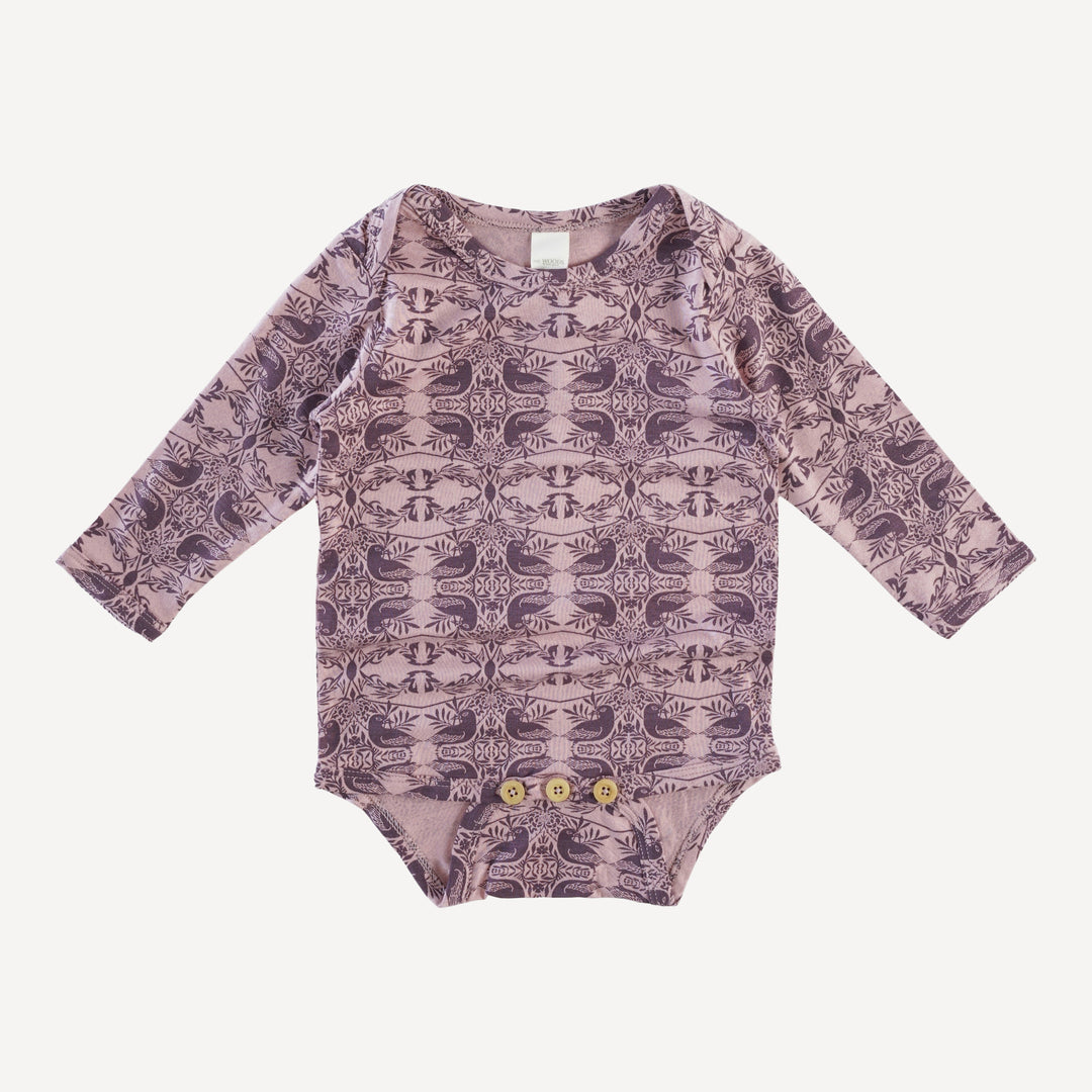 long sleeve lap neck bodysuit | bird nouveau | modal