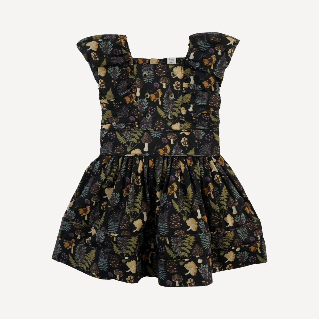 wonderland dress | black autumn botanical | organic cotton woven