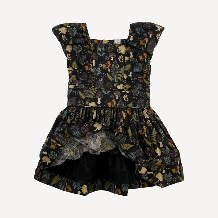 wonderland dress | black autumn botanical | organic cotton woven
