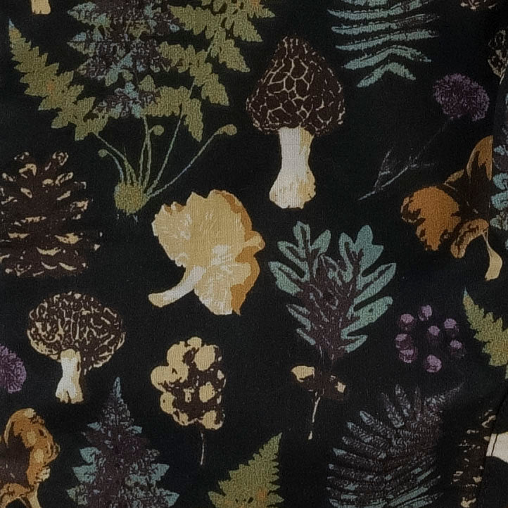 womens spaghetti tie winnie dress | black autumn botanical | organic cotton woven