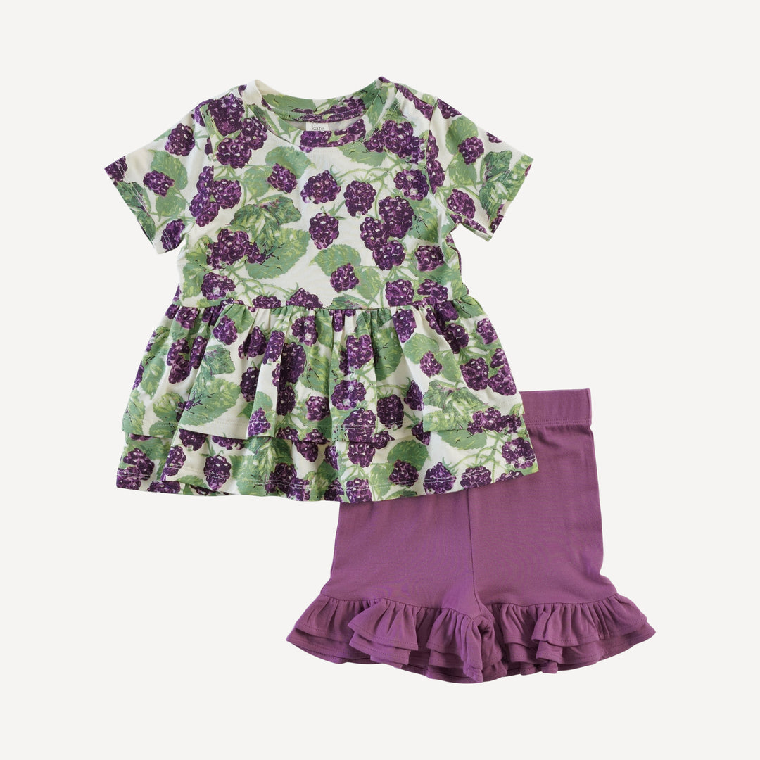 short sleeve zoe ruffle short set | blackberry bush | bamboo