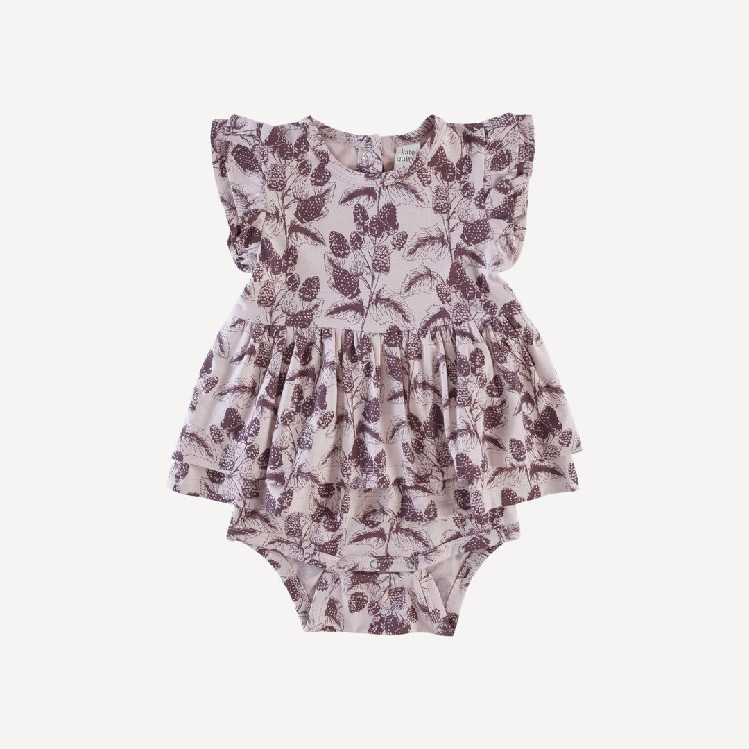 ruffle shoulder double skirted bodysuit | blackberry | lenzing modal