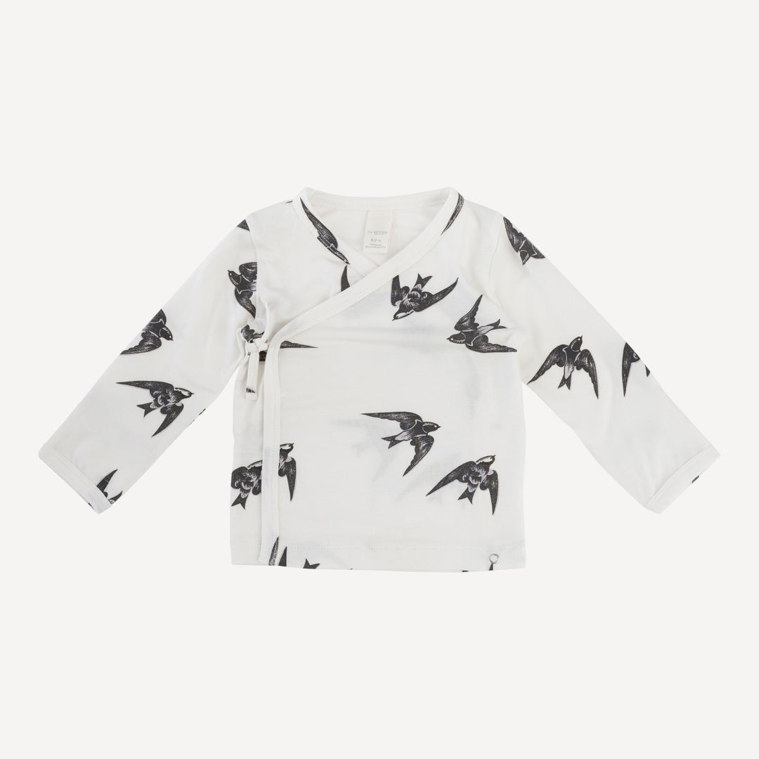 wrap layette set | black birds | modal