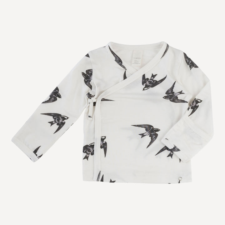 wrap layette set | black birds | modal