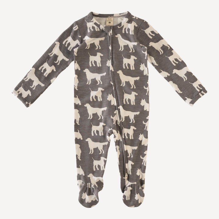 long sleeve zipper footie | blackboard dogs | bamboo