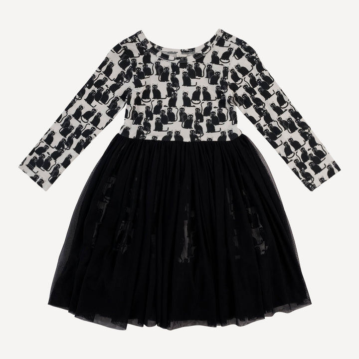 long sleeve ballerina dress | black cats | bamboo