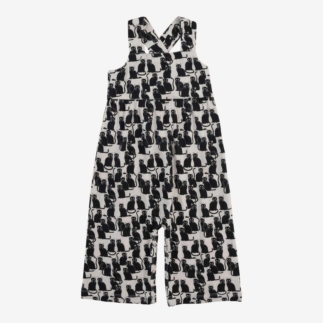 gaucho jumpsuit | black cats | organic cotton interlock