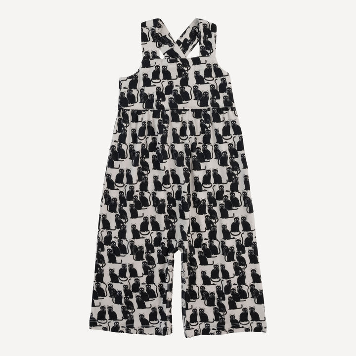 gaucho jumpsuit | black cats | organic cotton interlock