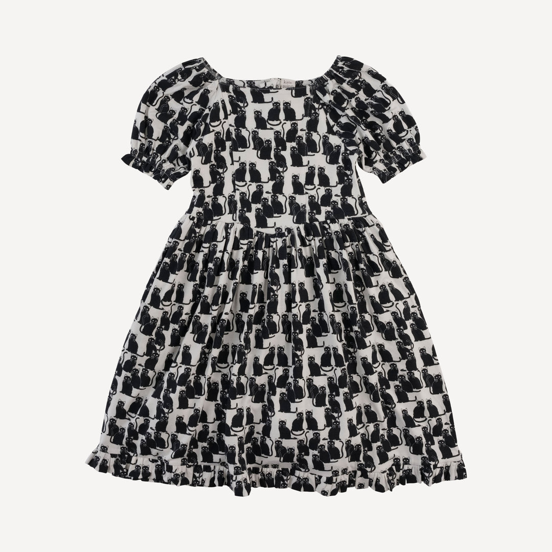 puff sleeve v-waist princess dress | black cats | bamboo