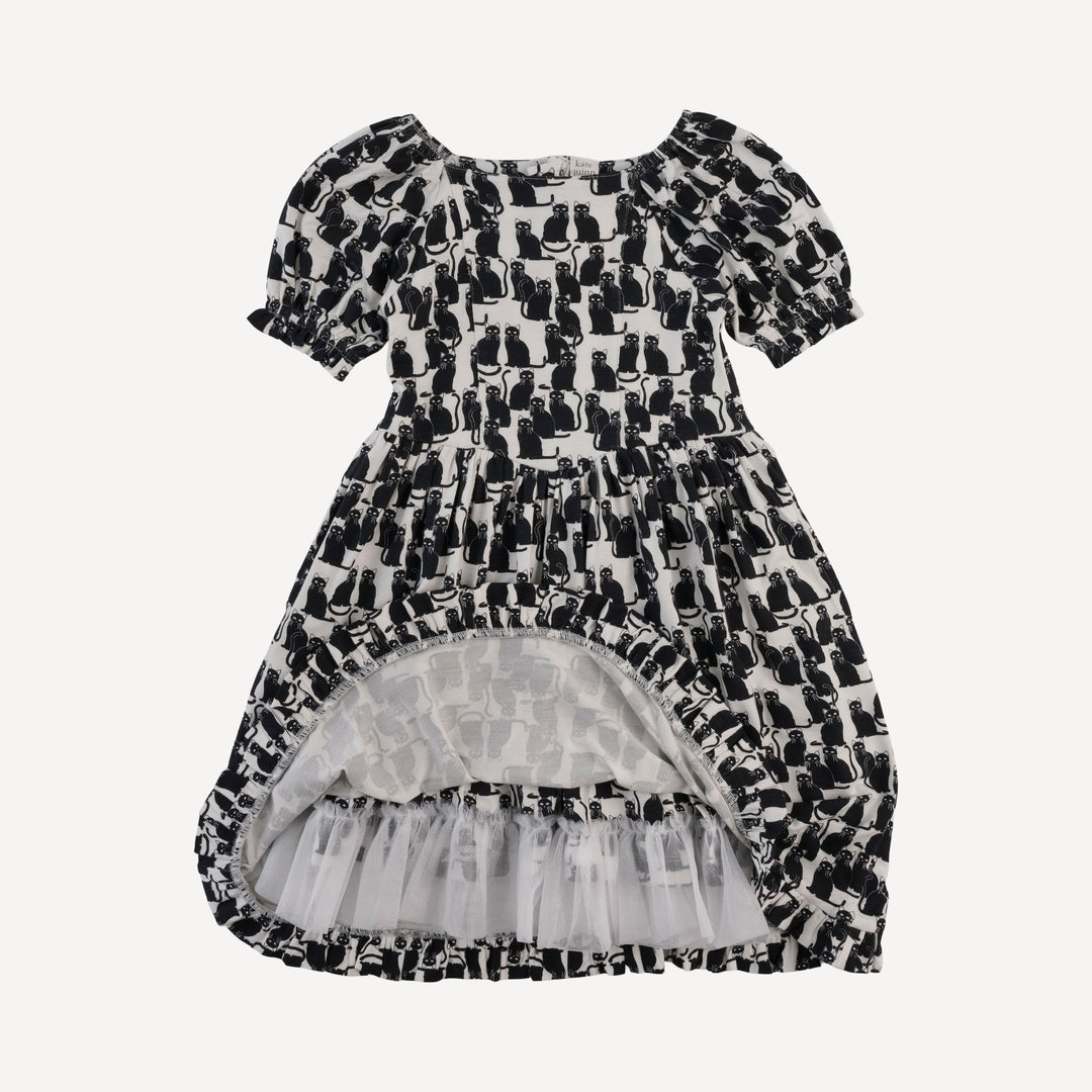 puff sleeve v-waist princess dress | black cats | bamboo